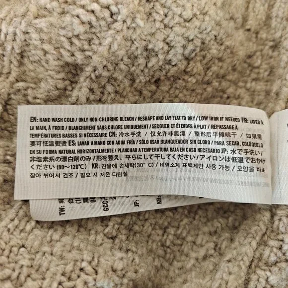 ABERCROMBIE & FITCH Hooded Cable-knit Wool-blend Sweater Oatmeal Preppy Size XL - Picture 6 of 10